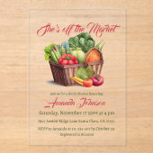 彼女はオフザマーケットファームハウスブライダルシャワー アクリル招待状 (正面)
