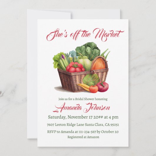 彼女はオフザマーケットファームハウスブライダルシャワー 招待状 (正面)