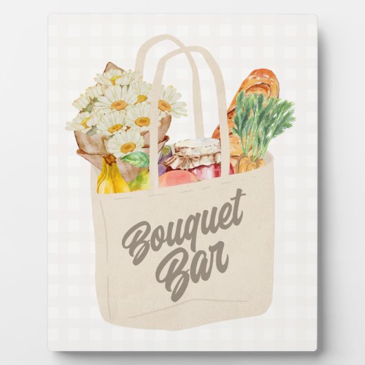 彼女はオフザマーケットブライダルシャワーブーケバー フォトプラーク (正面)