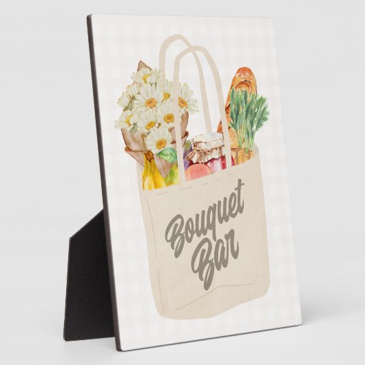 彼女はオフザマーケットブライダルシャワーブーケバー フォトプラーク (側面)