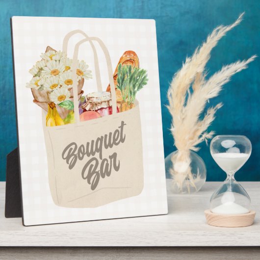 彼女はオフザマーケットブライダルシャワーブーケバー フォトプラーク (側面)