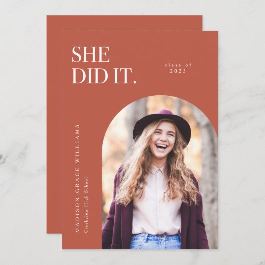 彼女はオレンジのアーチ卒業発表をした 招待状 (正面/裏面)