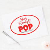 彼女はオーバルステッカーポップ・アートのを準備しパーソナライズされたている 楕円形シール (封筒)