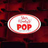 彼女はオーバルステッカーポップ・アートのを準備しパーソナライズされたている 楕円形シール