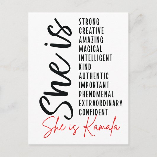 彼女はカマラ、強力なクリエイティブ驚くべき魔法のint ポストカード (正面)