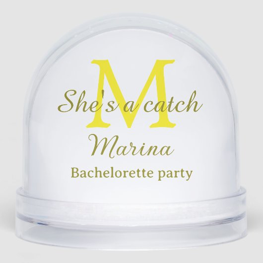 彼女はキャッチな黄色のモノグラム独身最後のパーティーデザイン (正面)