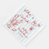 彼女はキャッチコーストロブスターブライダルシャワーナプキン (コーナー)