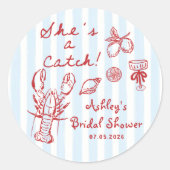 彼女はキャッチコーストロブスターブライダルシャワー ラウンドシール (正面)