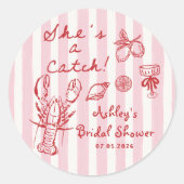 彼女はキャッチコーストロブスターブライダルシャワー ラウンドシール (正面)