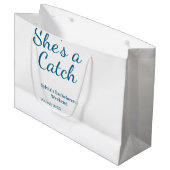 彼女はキャッチ独身最後の週末 青い日付の名前 ラージペーパーバッグ (正面アングル)