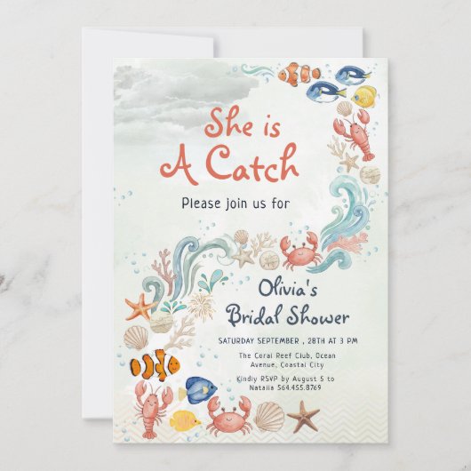 彼女はキャッチ・コーストのロブスターのブライズシャワーのひとりだ 招待状 (正面)
