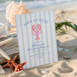 彼女はキャッチ！プレッピーなロブスターのブライダルシャワー 招待状