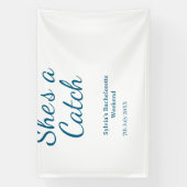 彼女はキャッチ 週末の花嫁パーティー名 青い日付 横断幕 (縦)