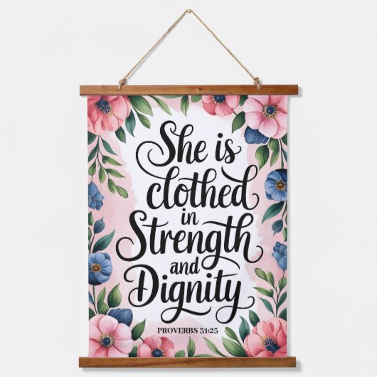 彼女はキリスト教の女性の壁の強度を身にまとっている 吊り下げ型タペストリー (正面)