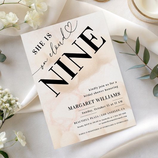 彼女はクラウドナインのハートスクリプトブライダルシャワー 招待状