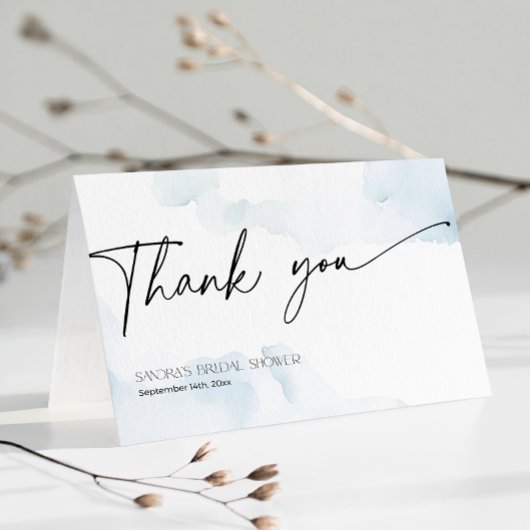 彼女はクラウドナインのブライダルシャワーダスティブルー サンキューカード