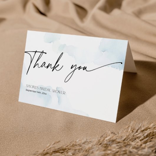 彼女はクラウドナインのブライダルシャワーダスティブルー サンキューカード