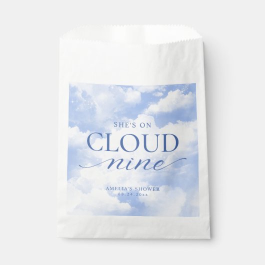 彼女はクラウドナインのブルーブライダルシャワー フェイバーバッグ (正面)