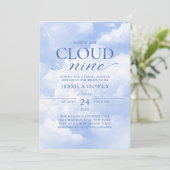 彼女はクラウドナインのブルーブライダルシャワー 招待状 (スタンド正面)