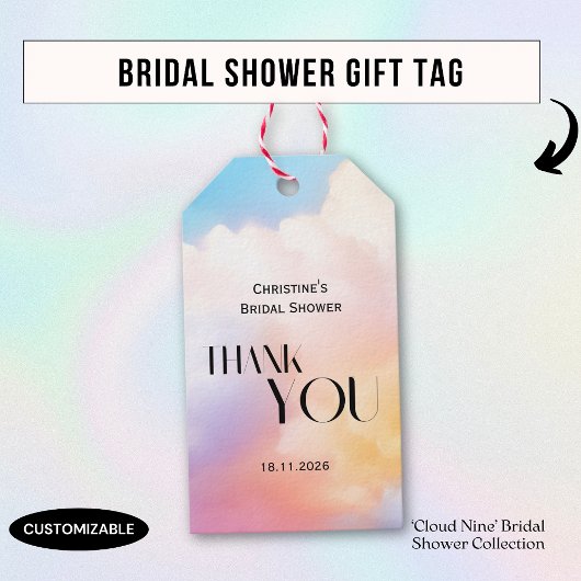 彼女はクラウド9パステルカラフルブライダルシャワー ギフトタグ