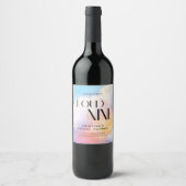 彼女はクラウド9パステルカラフルブライダルシャワー ワインラベル (正面)