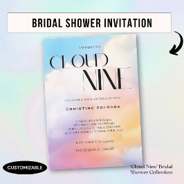 彼女はクラウド9パステルカラフルブライダルシャワー 招待状