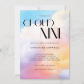 彼女はクラウド9パステルカラフルブライダルシャワー 招待状 (正面)