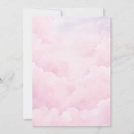 彼女はクラウド9ピンクエレガント赤面ブライダルシャワー 招待状 (裏面)