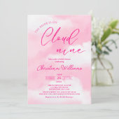 彼女はクラウド9ピンクブライダルシャワー 招待状 (スタンド正面)