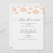 彼女はクラウド9ミニマリストのモダンブライダルシャワー 招待状 (正面)