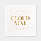彼女はクラウド・ナインのエレガントブライダルシャワー 箔ナプキン (正面)