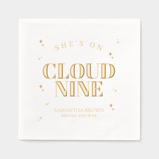 彼女はクラウド・ナインのエレガントブライダルシャワー 箔ナプキン (正面)