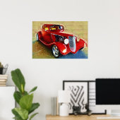 彼女はクラシック!美しい赤の車 ポスター (ホームオフィス)