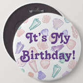 彼女はシーシェルの誕生日ガールピンを販売 缶バッジ (正面&裏面)