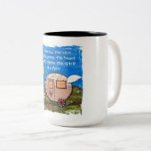 彼女はジプシー、ジプシーワゴン、キャンピングカーの精神を有しました ツートーンマグカップ (正面右)