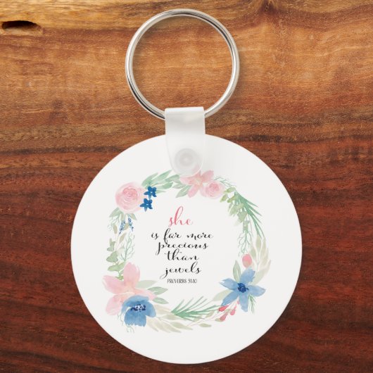 彼女はジュエルよ大切りも遥かに多い – 箴言31 キーホルダー (正面)