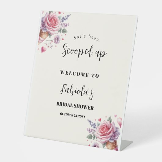 彼女はスクープされたブライダルシャワー歓迎のサイン 台座サイン (正面)