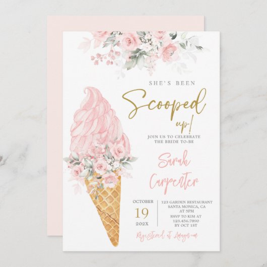 彼女はスクープされたブライダルシャワー 招待状 (正面/裏面)