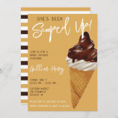 彼女はスクープされた！アイスクリームブライダルシャワー 招待状 (正面/裏面)