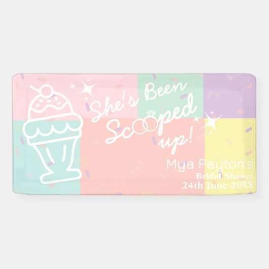 彼女はスクープされた！アイスクリームブライダルシャワー 横断幕 (横)