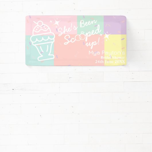 彼女はスクープされた!アイスクリームブライダルシャワー 横断幕 (インサイチュ)