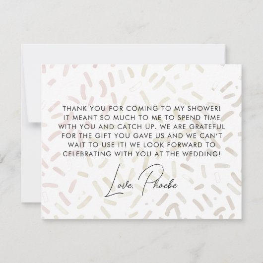 彼女はスクープされてブライダルシャワーフラット サンキューカード (裏面)
