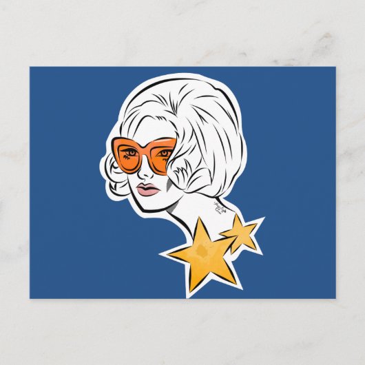 彼女はスターレトロスタイル ポストカード (正面)