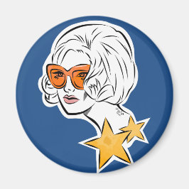 彼女はスターレトロスタイル マグネット