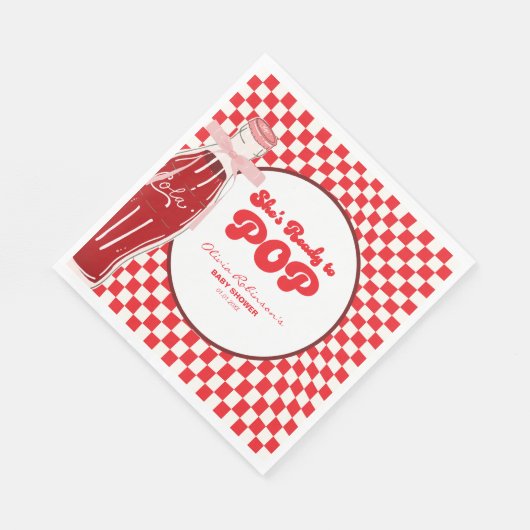 彼女はソーダコーラベビーポップ・アートのシャワーの準備ができている スタンダードランチョンナプキン (角)