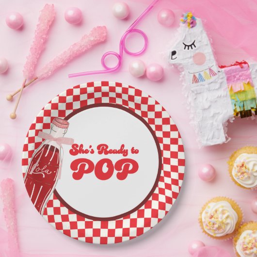 彼女はソーダコーラベビーポップ・アートのシャワーの準備ができている ペーパープレート (パーティー)