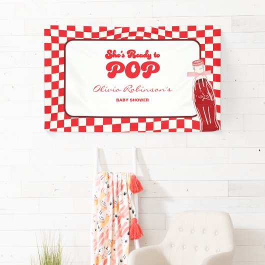 彼女はソーダコーラベビーポップ・アートのシャワーの準備ができている 横断幕 (インサイチュ)