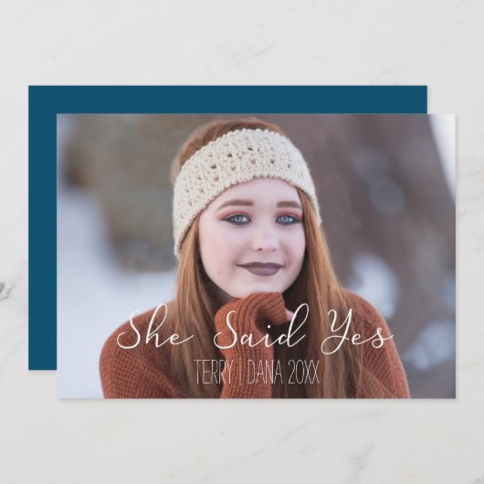 彼女はタイポグラフィの発表Yes結婚を言った シーズンカード (正面/裏面)