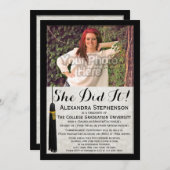 彼女はタッセル写真大学の卒業した 招待状 (正面/裏面)