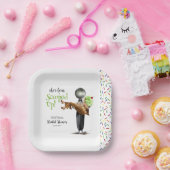 彼女はチョコレートアイスクリームを掬い上げられた ペーパープレート (パーティー)